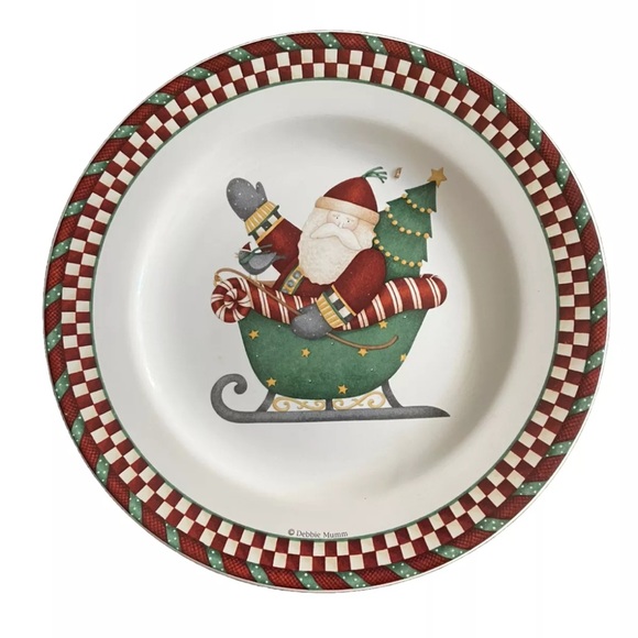 Debbie Mumm Set Of 4 Santa’s Spirit Salad/Dessert Stoneware Plates Sakura NEW - Picture 7 of 10